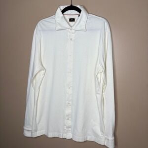 Left Coast Tee Mens L Cream 100% Pima Cotton Long Sleeve Button Down Shirt